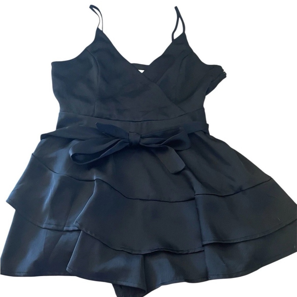 Altar’d State Black Babydoll Ruffle With Wrap Belt Shirt/ M